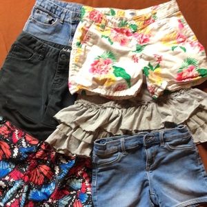 Bundle of 6 Girls Size 10/12 Bottoms Jeans Shorts Swim Skirt Floral Butterfly